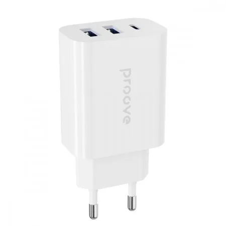 Мережевий зарядний пристрій Proove Rapid 30W (2 USB + Type-C) (Білий)  в Івано-Франківську