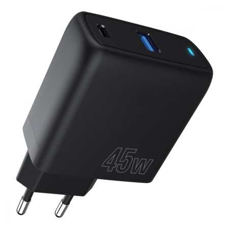 Мережевий зарядний пристрій Proove Silicone Power 45W (Type-C + USB) (Чорний)  у Тернополі