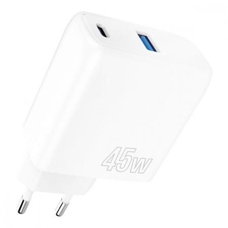 Мережевий зарядний пристрій Proove Silicone Power 45W (Type-C + USB) (Білий)  у Миколаєві