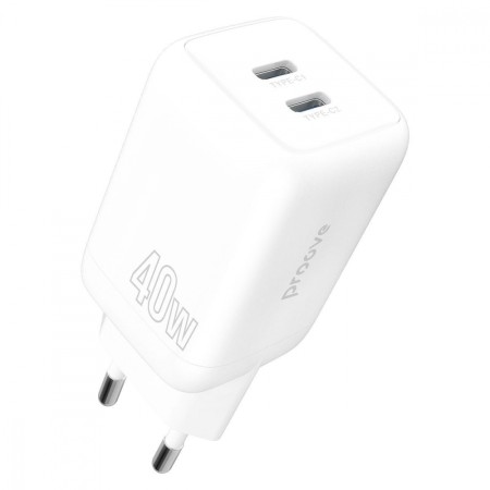 Мережевий зарядний пристрій Proove Silicone Power 40W (Type-C + Type-C) (Білий)  у Тернополі