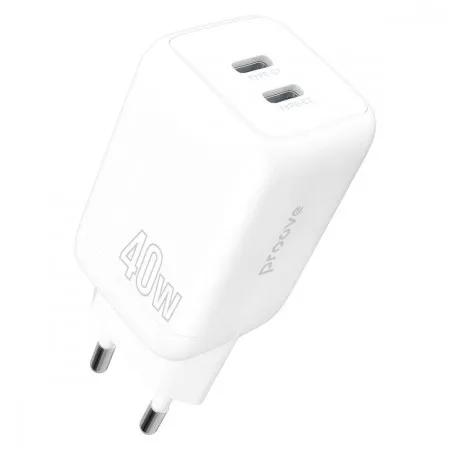 Мережевий зарядний пристрій Proove Silicone Power 40W (Type-C + Type-C) (Білий)