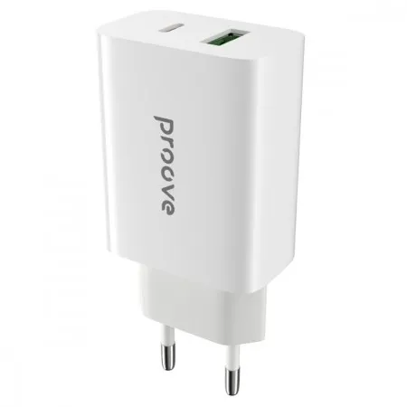 Мережевий зарядний пристрій Proove Rapid 20W (Type-C + USB) (Білий)  в Івано-Франківську