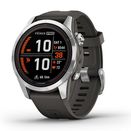 Смартгодинник Garmin Fenix 7S Pro Solar Silver with Graphite Band (010-02776-01)
